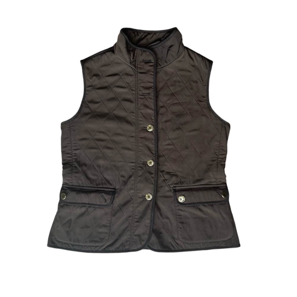 Talbots brown button up quilt vest